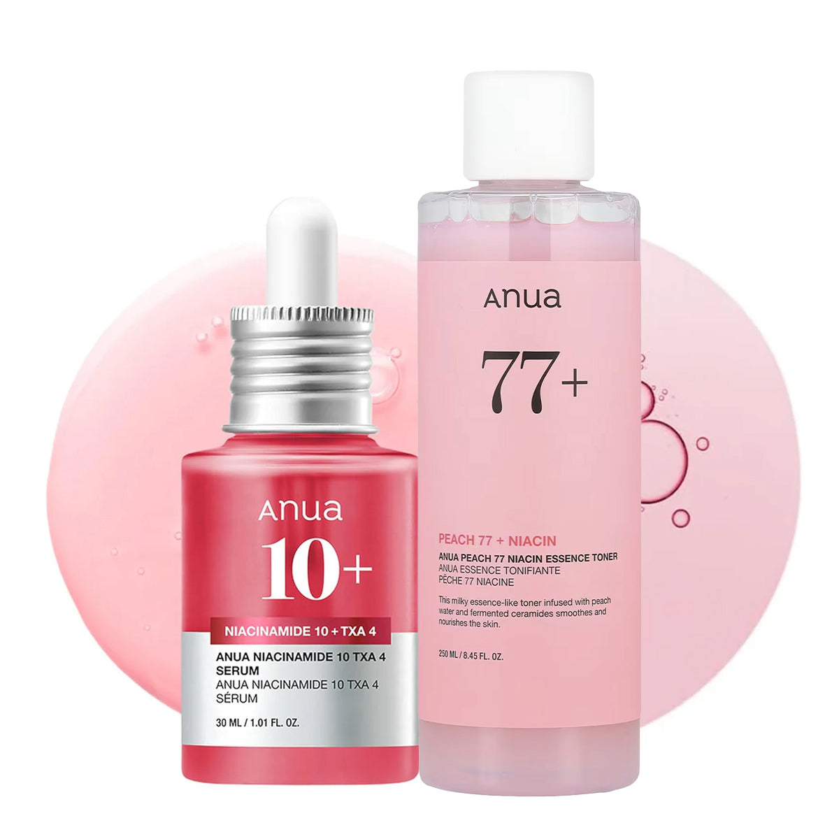 Anua Glass Skin Brightening Duo - Niacinamide 10% + TXA 4% Serum & Niacin Essence Toner