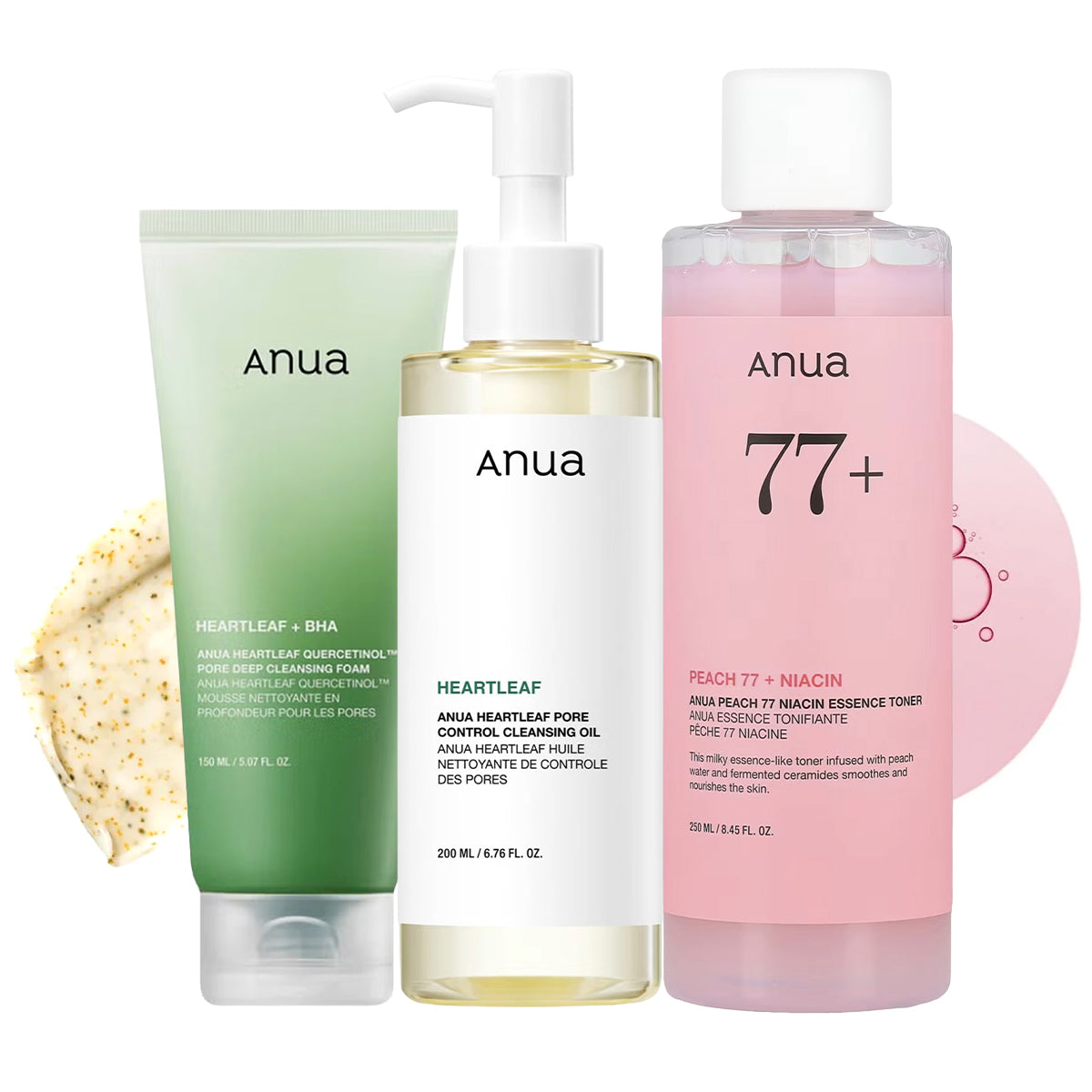 Anua Pore-Refining & Clear Skin Combo - Pore Deep Cleansing Foam, Pore Control Cleansing Oil & Facial Toner
