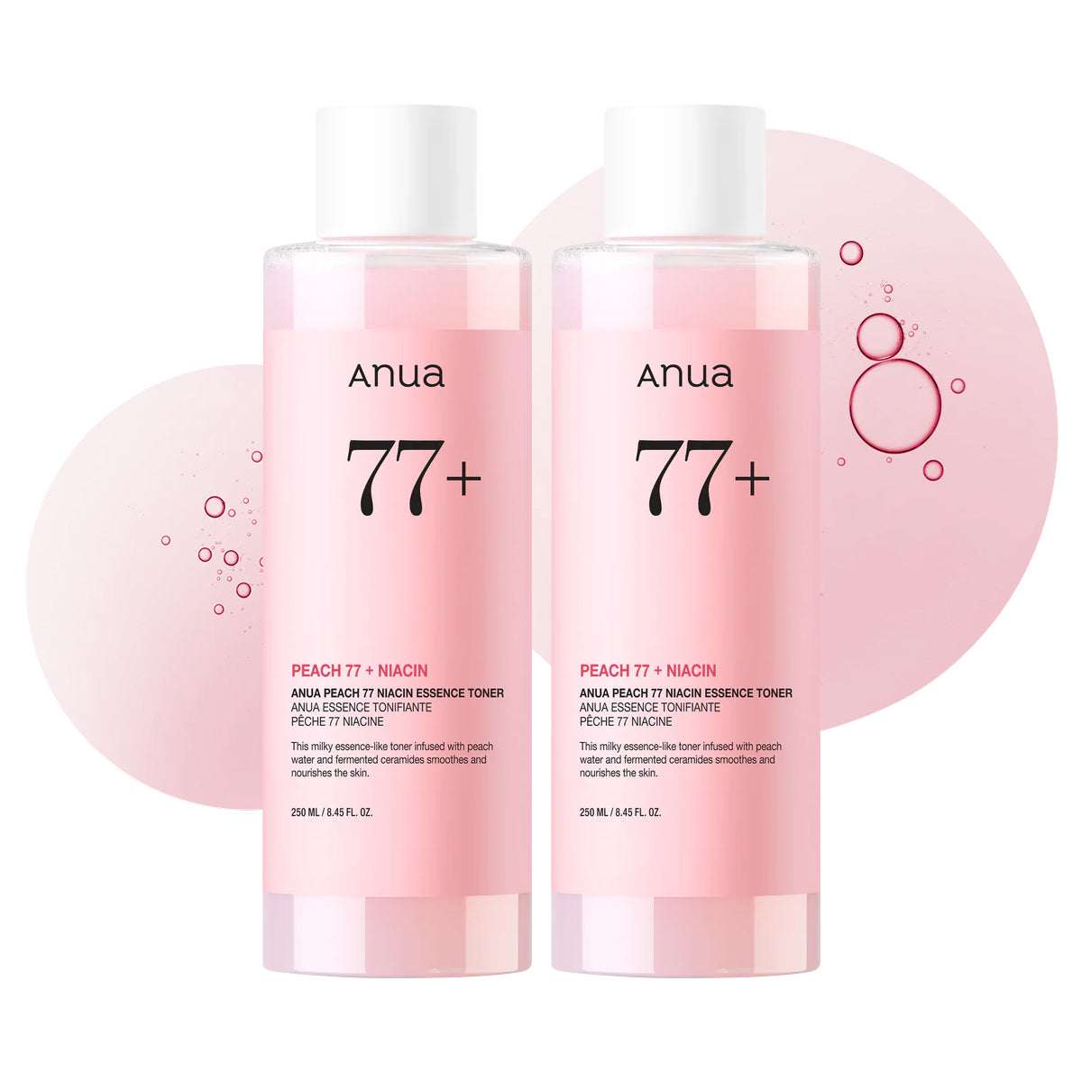 ANUA Peach 77 Niacin Essence Toner, Facial Toner for Glass Skin 250ml - Pack Of 2
