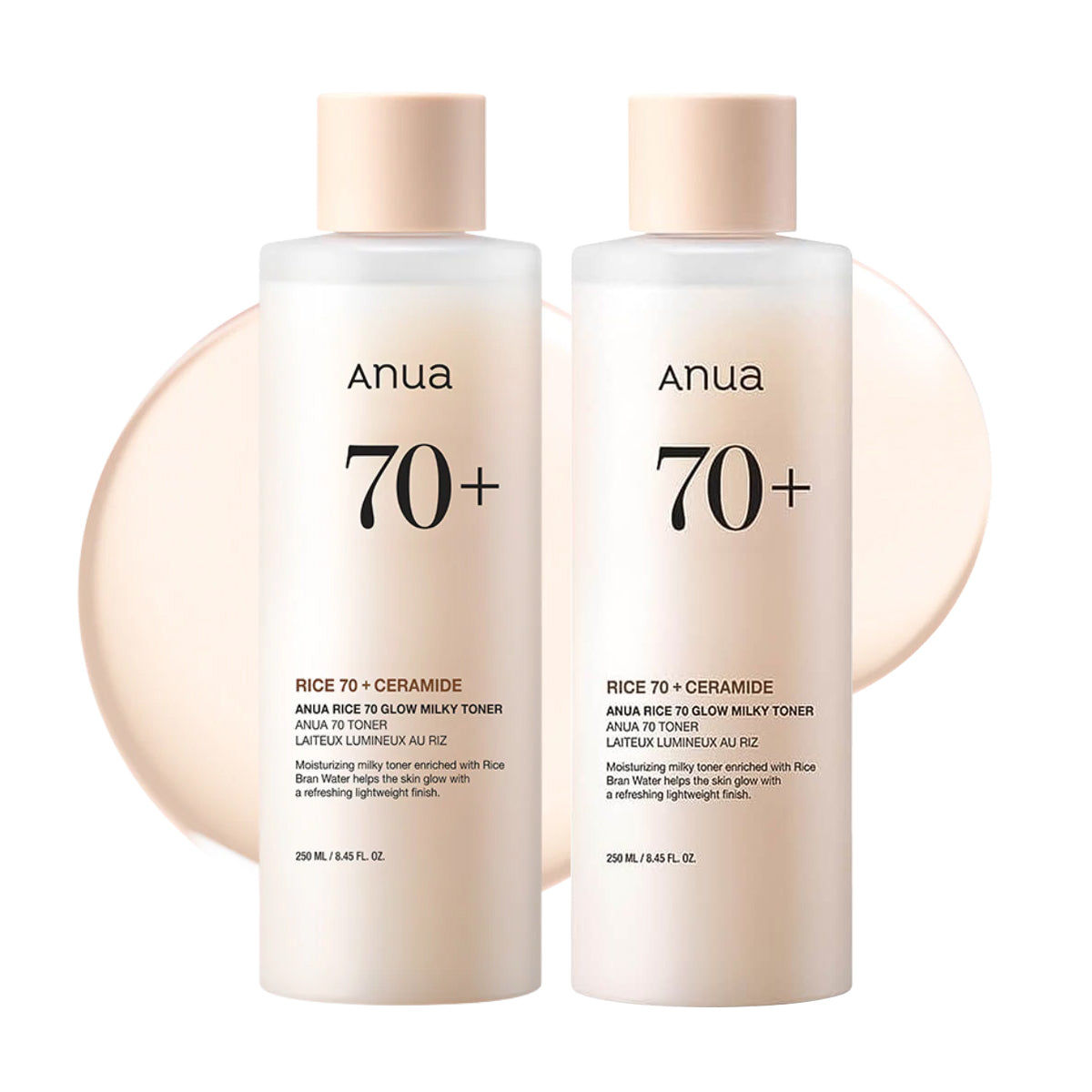 ANUA Rice 70 Glow Milky Toner, for Glass Skin 250ml - Pack Of 2