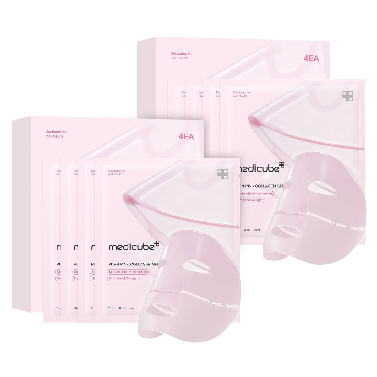 Medicube Salmon DNA PDRN pink collagen jelly gel mask 28g, 4ea - Pack Of 2