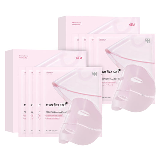 Medicube Salmon DNA PDRN pink collagen jelly gel mask 28g, 4ea - Pack Of 2