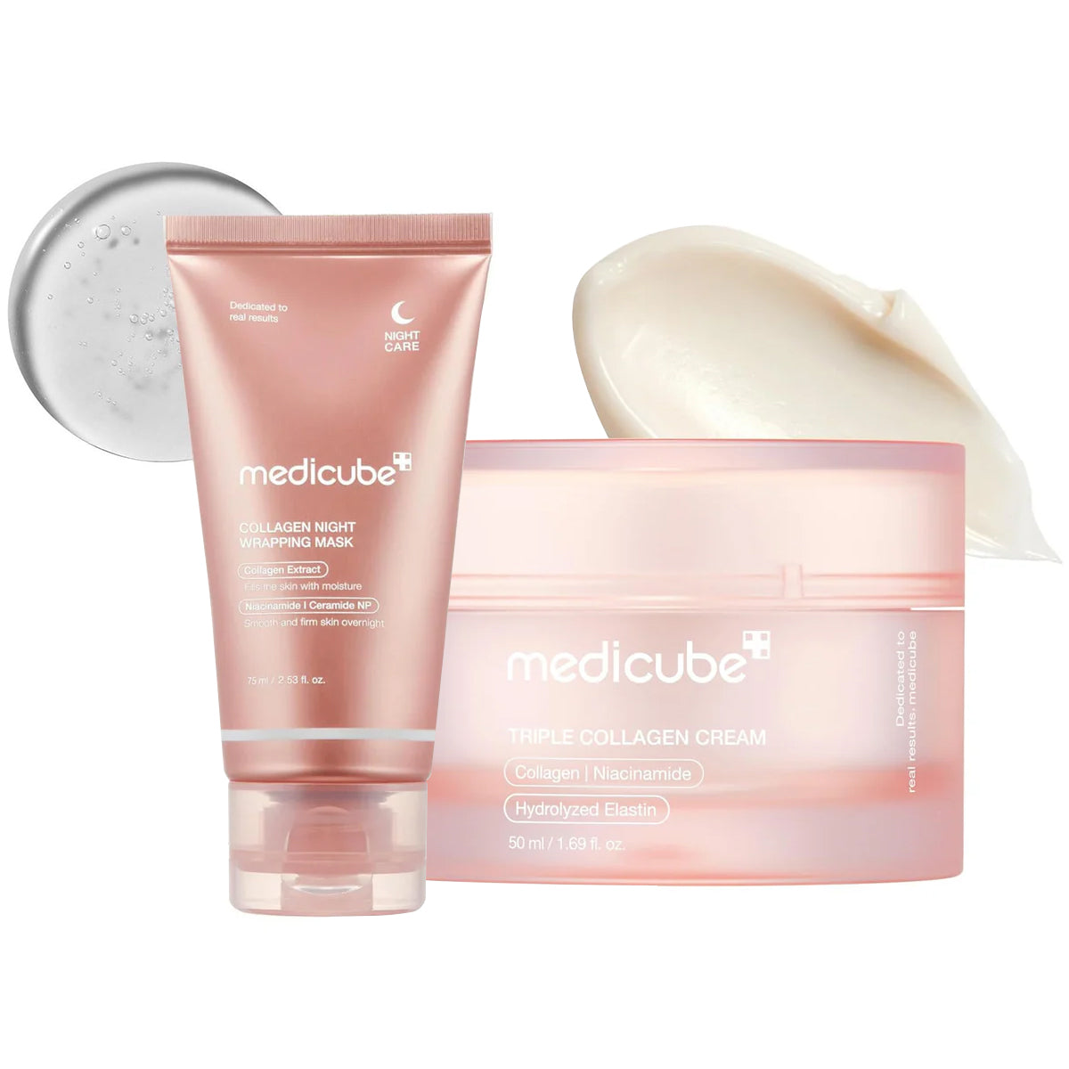 Medicube Glass Skin Kit - Triple Collagen Cream + Overnight Mask for Firming