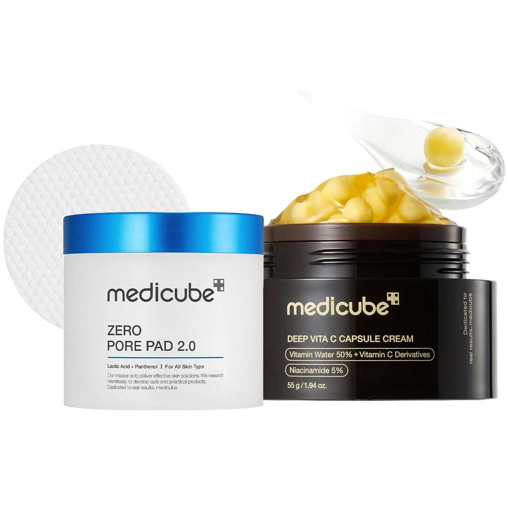Medicube Pore & Brightening Duo - Zero Pore Pads 2.0 + Deep Vitamin C Golden Capsule Moisturizer