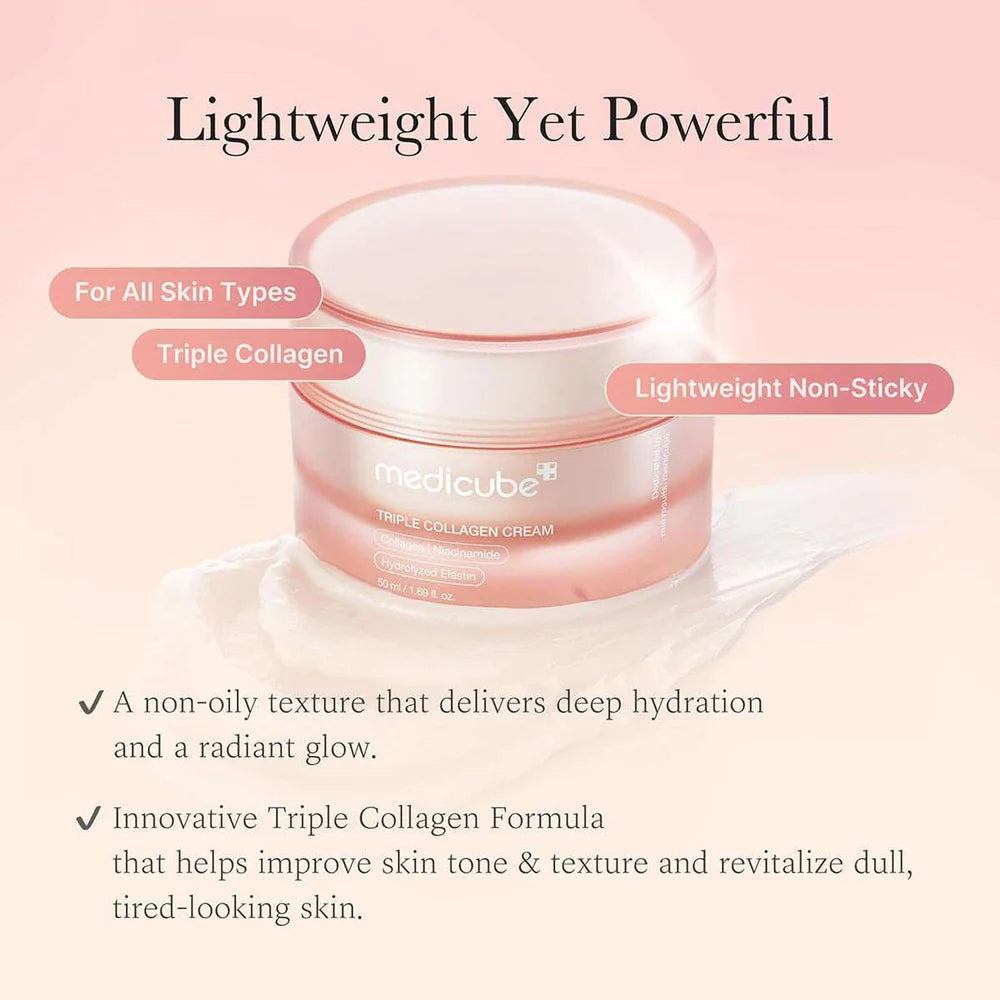 Medicube Triple Collagen Cream - Hydrating & Firming Moisturizer 50ml - Pack Of 2