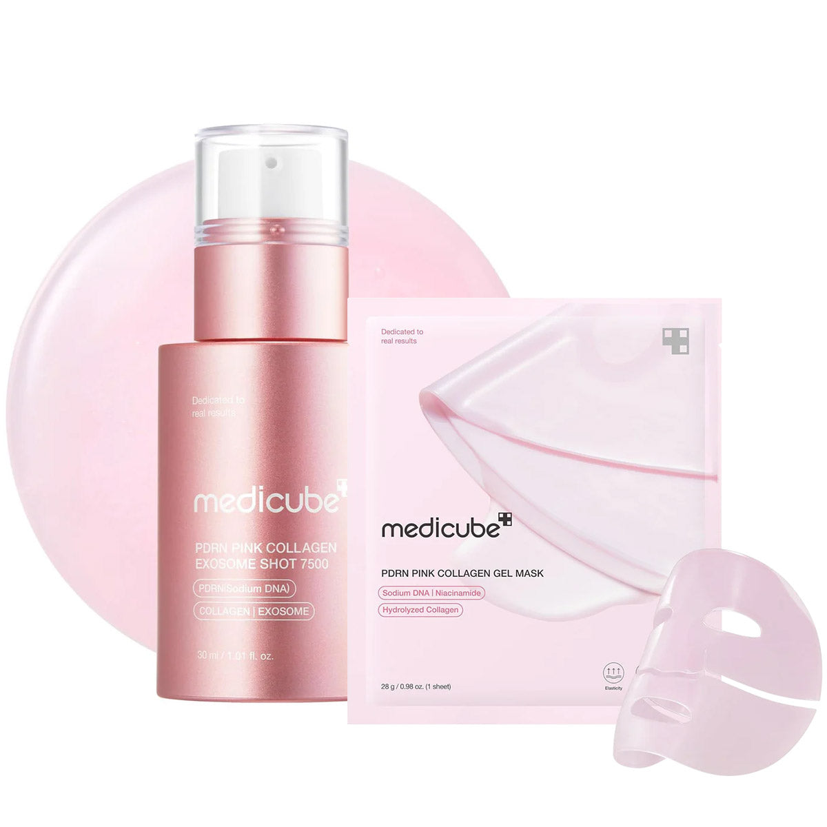 Medicube PDRN Pink Glass Glow Duo Set - Exosome Shot Serum & Pink Collagen Jelly Gel Mask