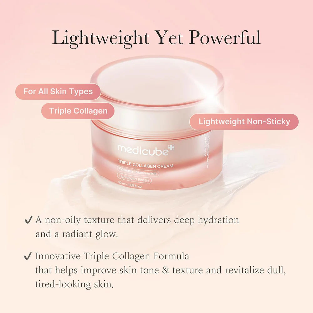 Medicube Glass Skin Kit - Triple Collagen Cream + Overnight Mask for Firming